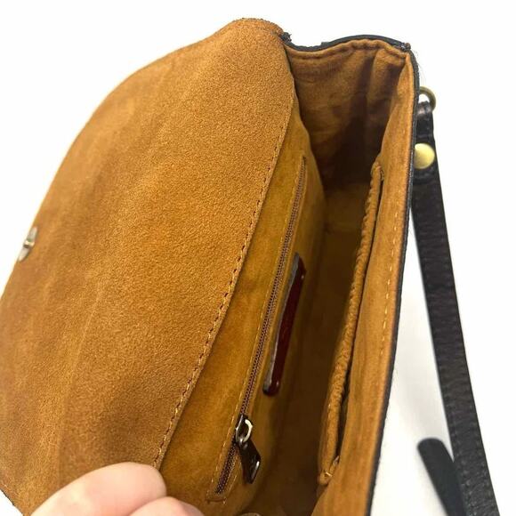 Patricia Nash Leopard Animal Print Calf Half Brown Leather Crossbody Saddle Bag - Picture 14 of 14